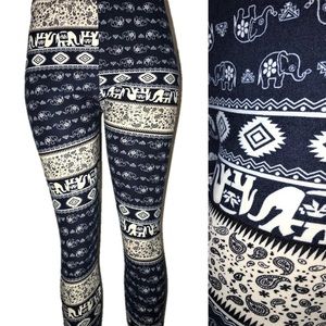 Super Soft Leggings Cute Elephant & Paisley Design